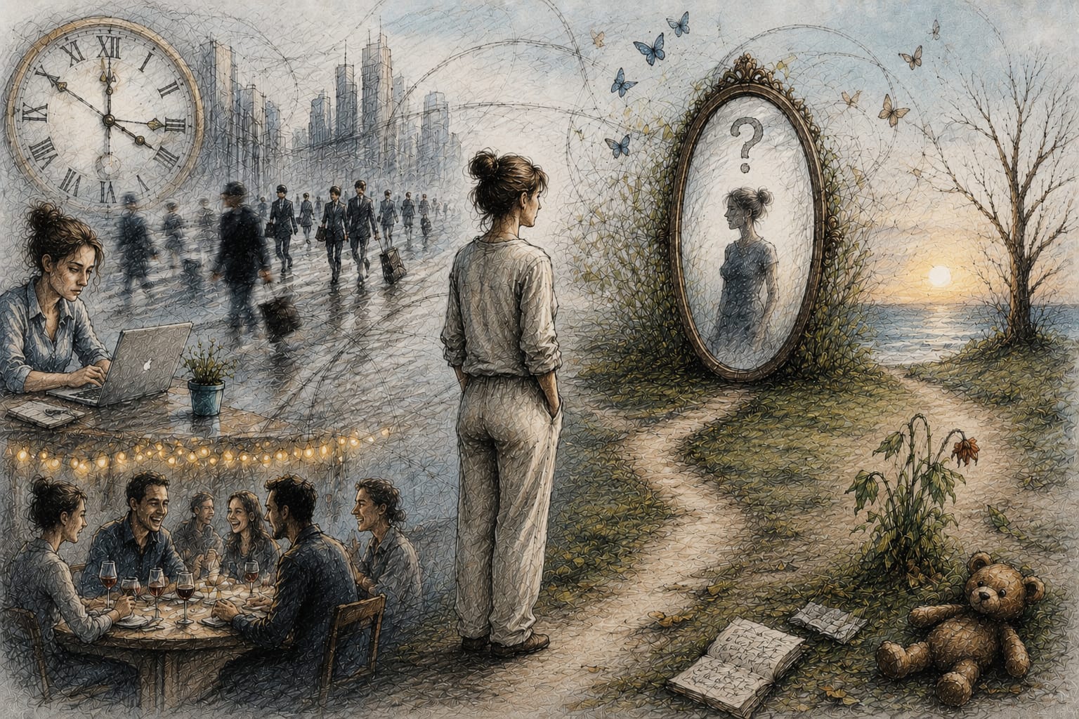 Ilustração — O que acontece com a vida enquanto tentamos nos encontrar?